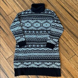 LOFT XL Black and White Patterned Sweater Dress